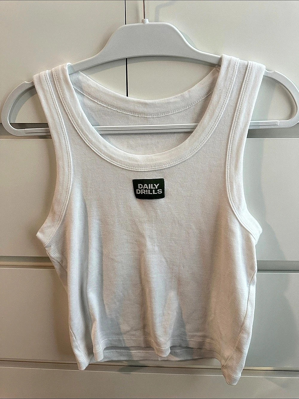 Daily Drills Logo Ribbed Tank Top White Medium/Large